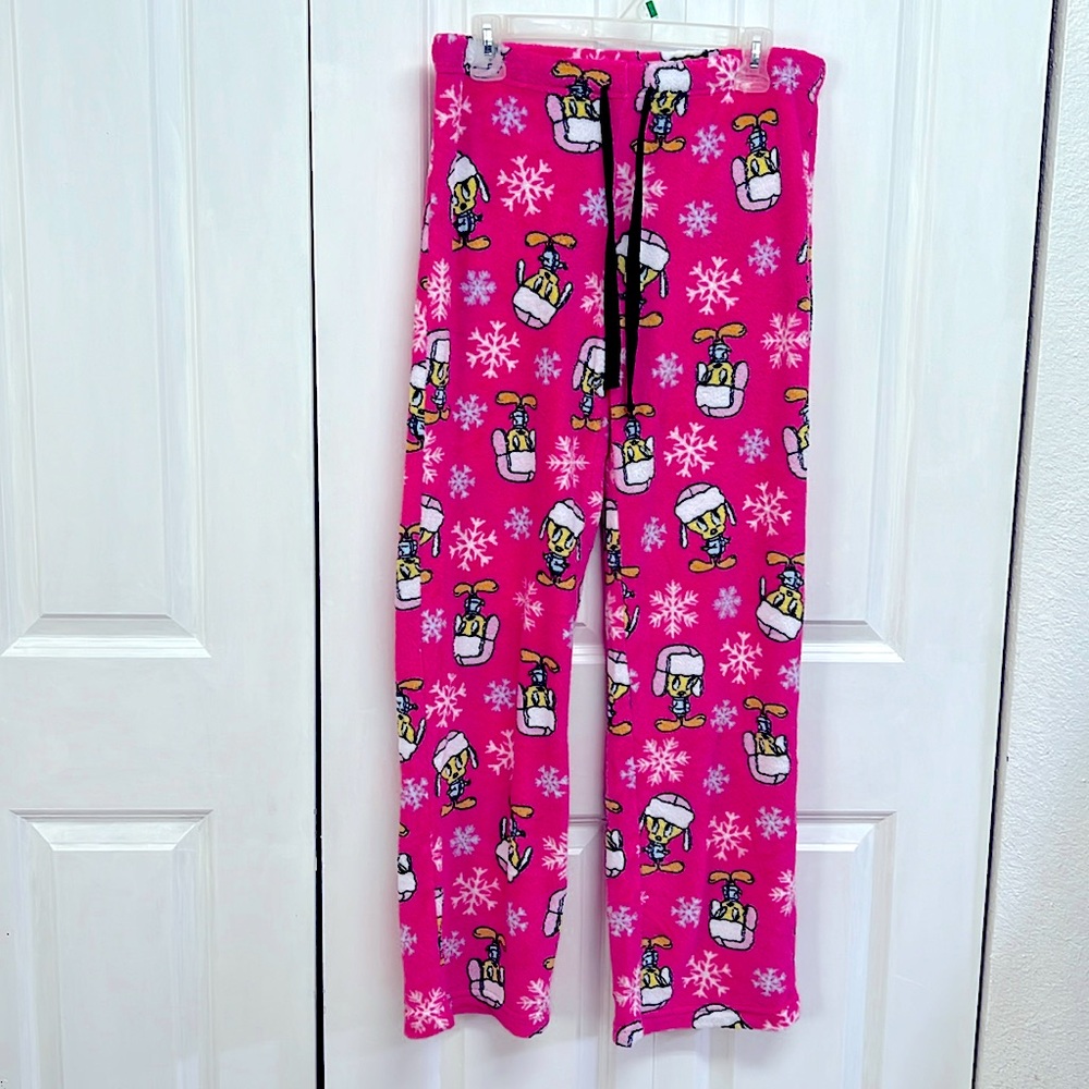 TM Warner Pink Tweety Bird Print Fleece Pajama Pants Size S